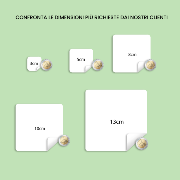Dimensioni etichette adesive angoli smussati