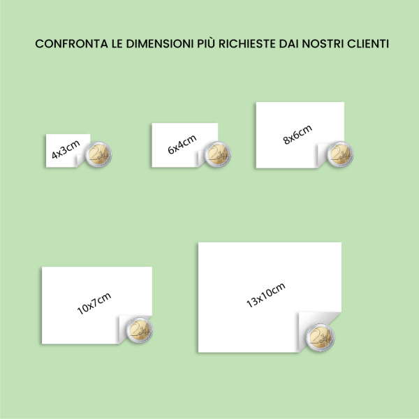 Dimensioni adesivi rettangolari personalizzati
