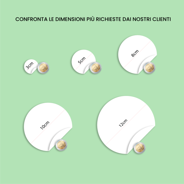 Dimensioni etichette adesive rotonde personalizzate stickyattack