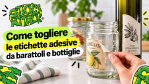 Come togliere le etichette adesive da barattoli e bottiglie