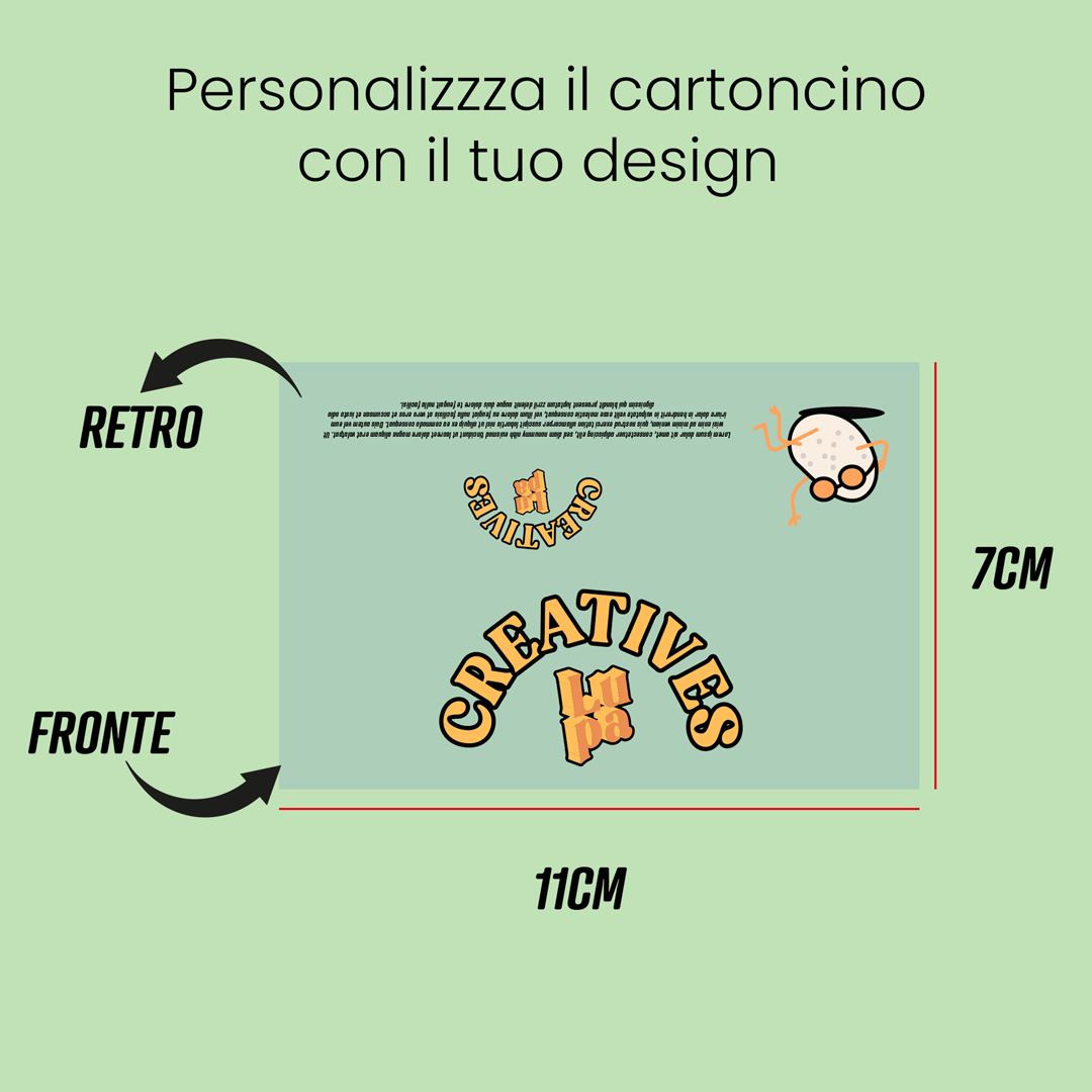 Mockup del cavallotto personalizzato aperto 11 per 7 centimetri con fronte e retro