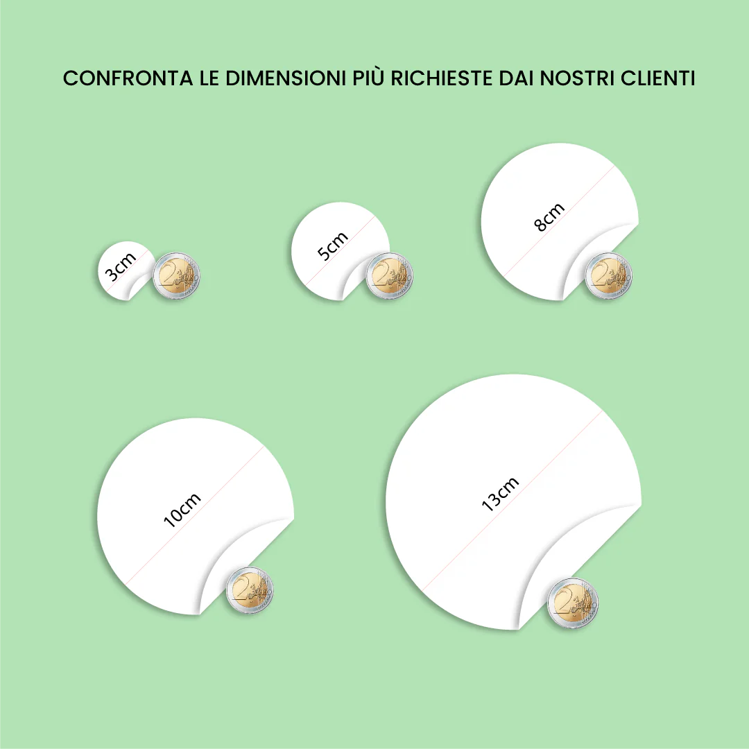 Dimensione adesivi personalizzati